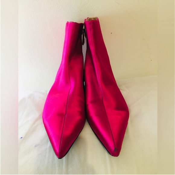 ZARA ankle hot pink satin boots size 37 - Picture 6 of 8